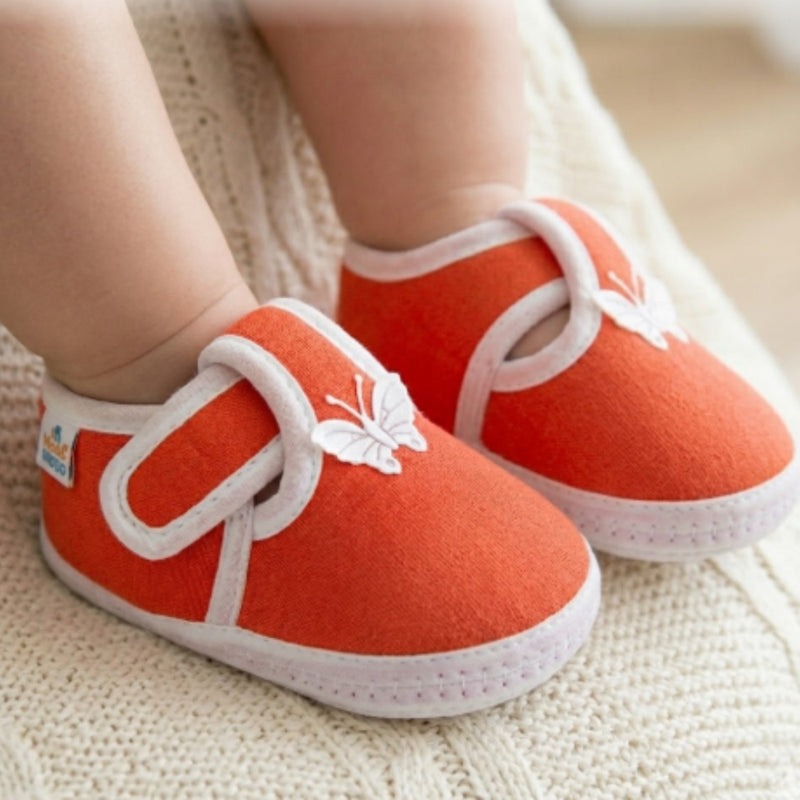 Neska Moda 6 To 12 Months Baby Boys & Girls Cotton Butterfly Velcro Booties