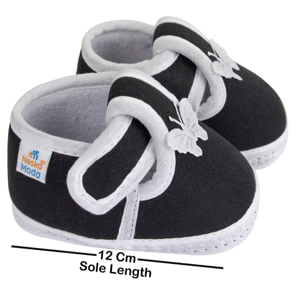 Neska Moda 6 To 12 Months Baby Boys & Girls Cotton Butterfly Velcro Booties