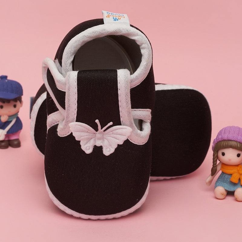 Neska Moda 6 To 12 Months Baby Boys & Girls Cotton Butterfly Velcro Booties