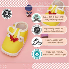Neska Moda 6 To 12 Months Baby Boys & Girls Cotton Butterfly Velcro Booties