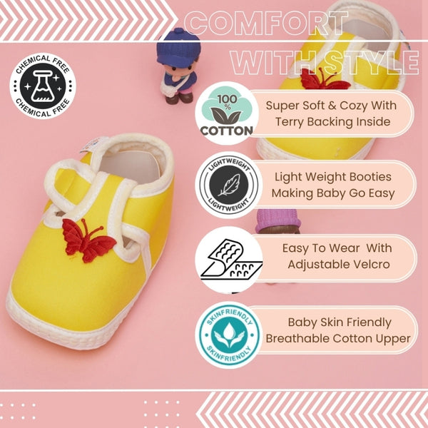 Neska Moda 6 To 12 Months Baby Boys & Girls Cotton Butterfly Velcro Booties