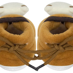Baby Unisex Cotton and Fur Teddy Bear Face Brown Lace Booties-BT721