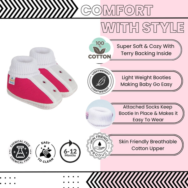 6 To 12 Months Baby Boys & Girls Cotton Pre-Walker Shoes Booties (Multicolor)-BT77