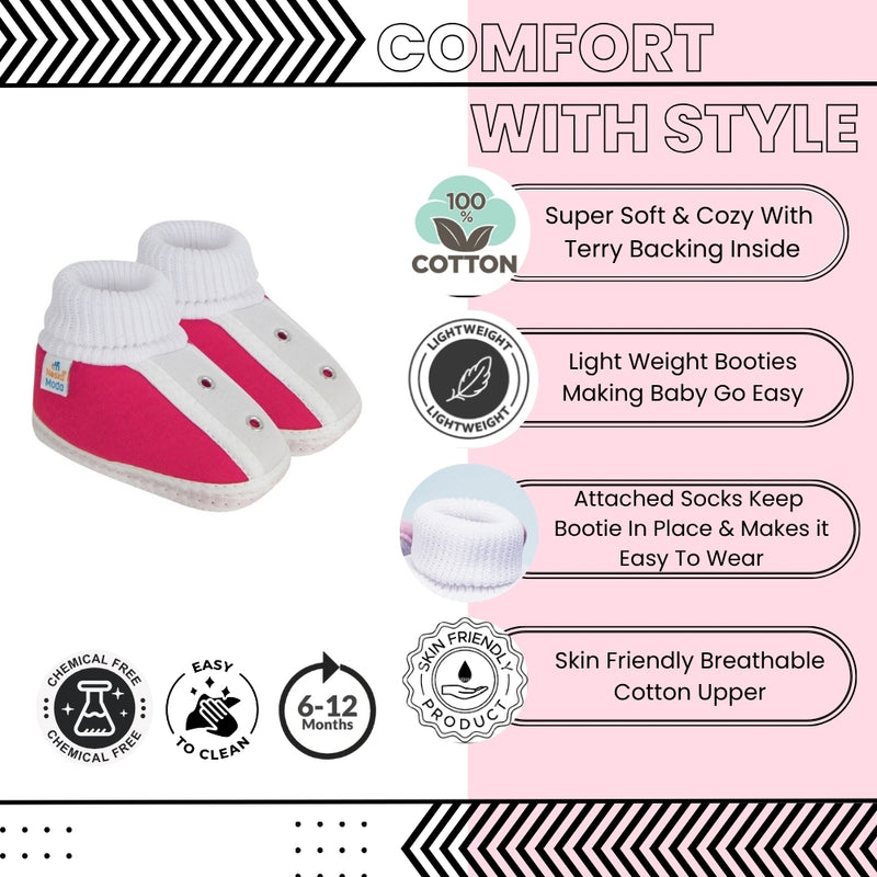 6 To 12 Months Baby Boys & Girls Cotton Pre-Walker Shoes Booties (Multicolor)-BT77