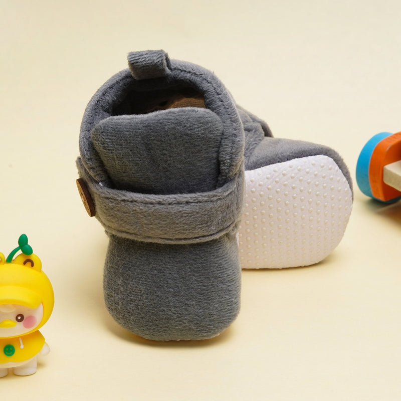 Baby Boys & Baby Girls 6-12M Velvet Velcro Booties - Grey
