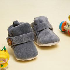 Baby Boys & Baby Girls 6-12M Velvet Velcro Booties - Grey