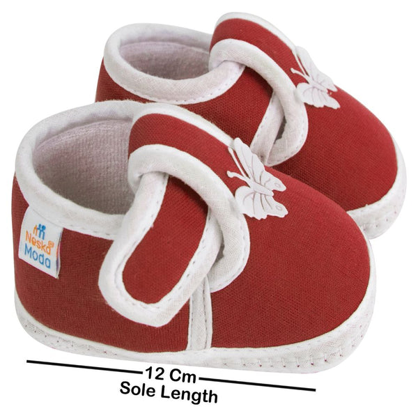 Neska Moda 6 To 12 Months Baby Boys & Girls Cotton Butterfly Velcro Booties