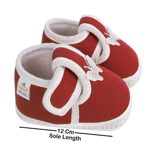 Neska Moda 6 To 12 Months Baby Boys & Girls Cotton Butterfly Velcro Booties
