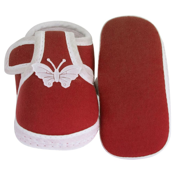 Neska Moda 6 To 12 Months Baby Boys & Girls Cotton Butterfly Velcro Booties