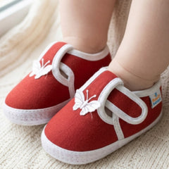 Neska Moda 6 To 12 Months Baby Boys & Girls Cotton Butterfly Velcro Booties