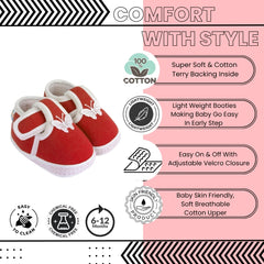 Neska Moda 6 To 12 Months Baby Boys & Girls Cotton Butterfly Velcro Booties