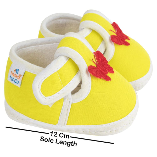 Neska Moda 6 To 12 Months Baby Boys & Girls Cotton Butterfly Velcro Booties