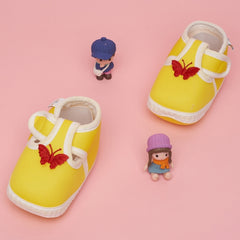 Neska Moda 6 To 12 Months Baby Boys & Girls Cotton Butterfly Velcro Booties