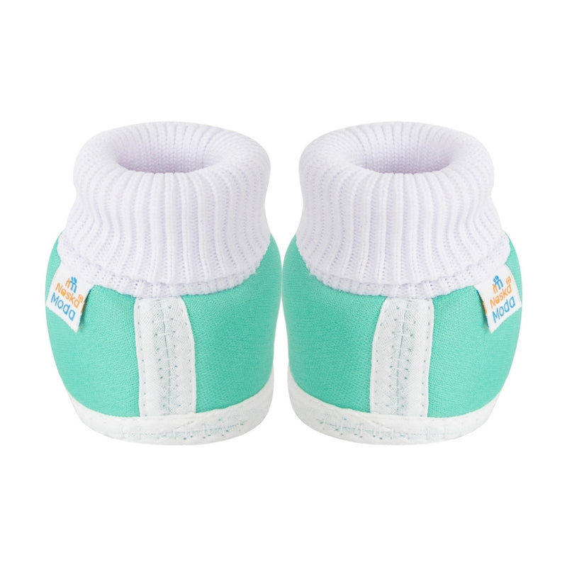 6 To 12 Months Baby Boys & Girls Cotton Pre-Walker Butterfly Frill Booties (Green)-BT88