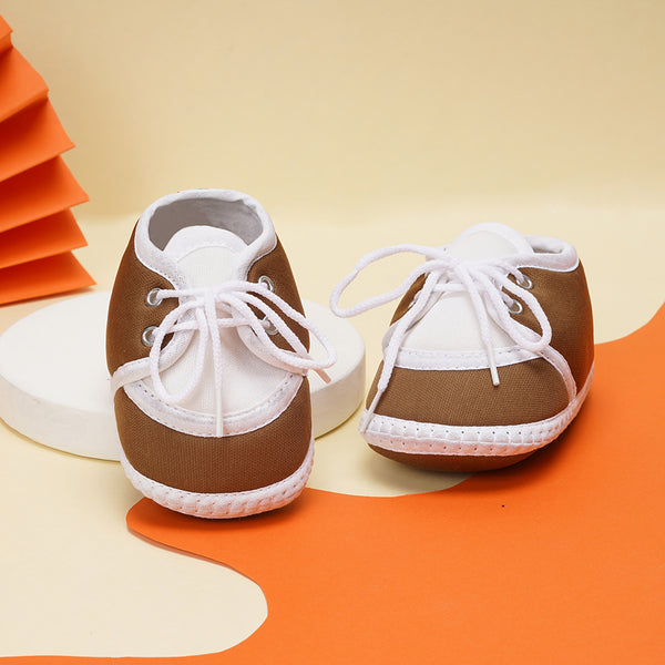 0 To 6 Months Baby Boys & Baby Girls Lace Cotton Shoe/Booties (Brown)-BTB4959