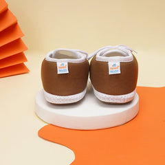 0 To 6 Months Baby Boys & Baby Girls Lace Cotton Shoe/Booties (Brown)-BTB4959