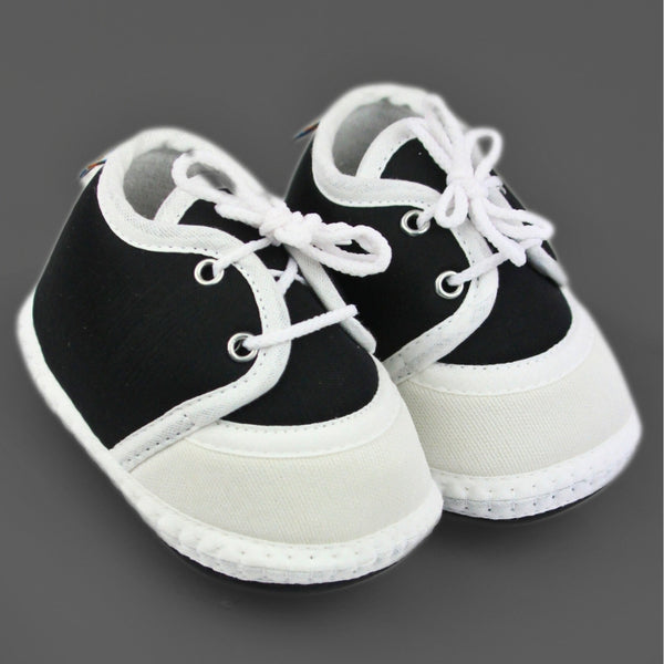 0 To 6 Months Baby Boys & Baby Girls Lace Cotton Shoe/Booties (Black)-BTB4960