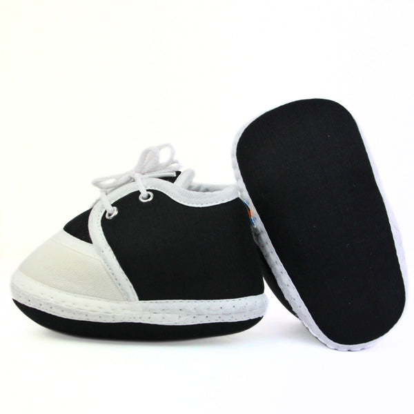 0 To 6 Months Baby Boys & Baby Girls Lace Cotton Shoe/Booties (Black)-BTB4960