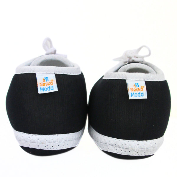 0 To 6 Months Baby Boys & Baby Girls Lace Cotton Shoe/Booties (Black)-BTB4960