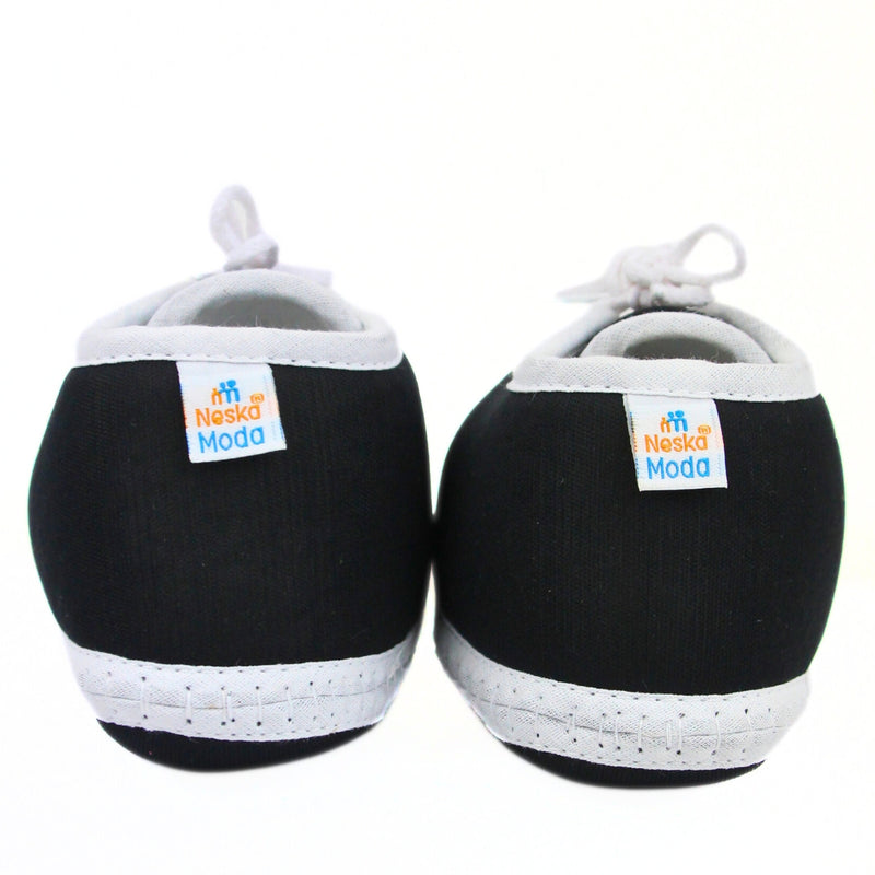 0 To 6 Months Baby Boys & Baby Girls Lace Cotton Shoe/Booties (Black)-BTB4960