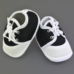 0 To 6 Months Baby Boys & Baby Girls Lace Cotton Shoe/Booties (Black)-BTB4960