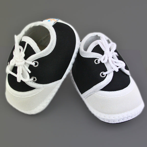 0 To 6 Months Baby Boys & Baby Girls Lace Cotton Shoe/Booties (Black)-BTB4960