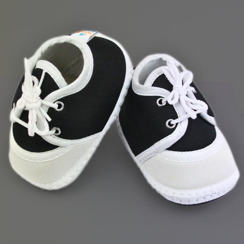 0 To 6 Months Baby Boys & Baby Girls Lace Cotton Shoe/Booties (Black)-BTB4960