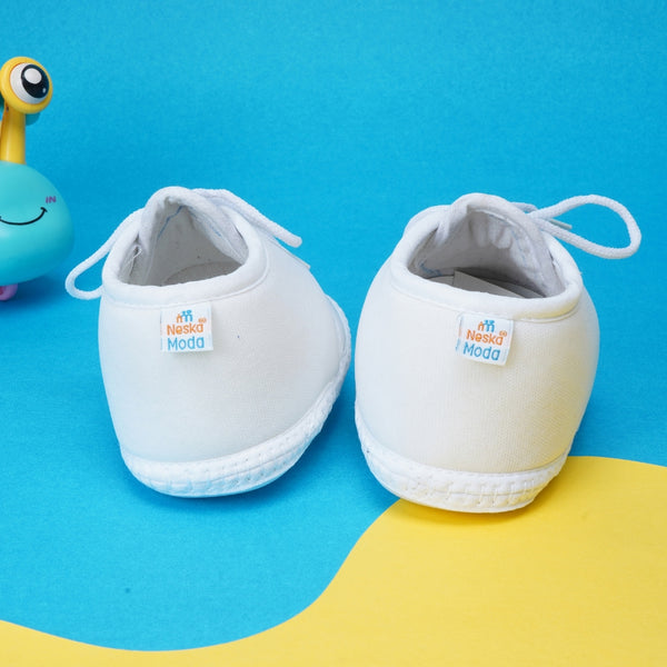 0 To 6 Months Baby Boys & Baby Girls Lace Cotton Shoe/Booties (White,Brown)-BTB4961
