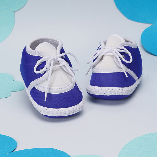 0 To 6 Months Baby Boys & Baby Girls Lace Cotton Shoe/Booties (Blue)-BTB4964
