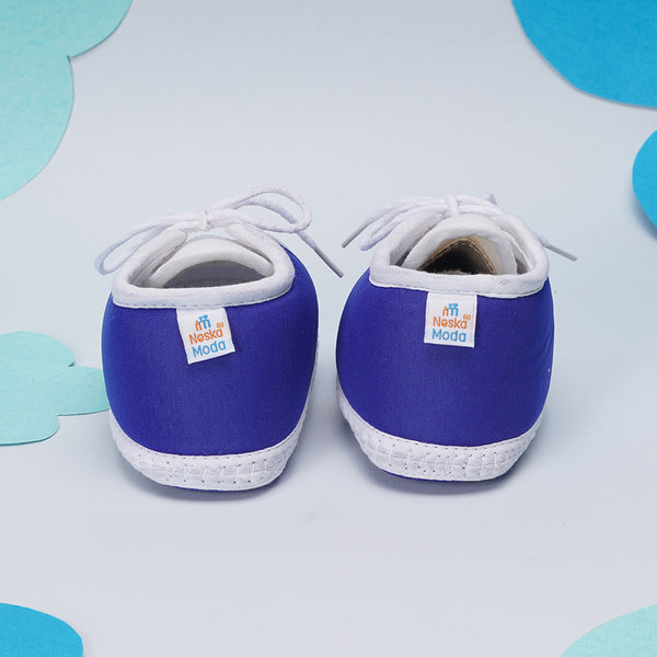 0 To 6 Months Baby Boys & Baby Girls Lace Cotton Shoe/Booties (Blue)-BTB4964