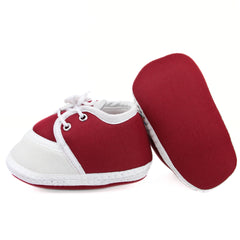 0 To 6 Months Baby Boys & Baby Girls Lace Cotton Shoe/Booties (Maroon)-BTB4965