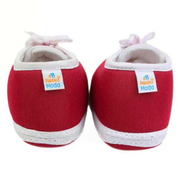 0 To 6 Months Baby Boys & Baby Girls Lace Cotton Shoe/Booties (Maroon)-BTB4965