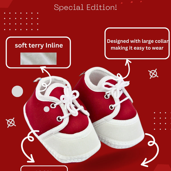 0 To 6 Months Baby Boys & Baby Girls Lace Cotton Shoe/Booties (Maroon)-BTB4965
