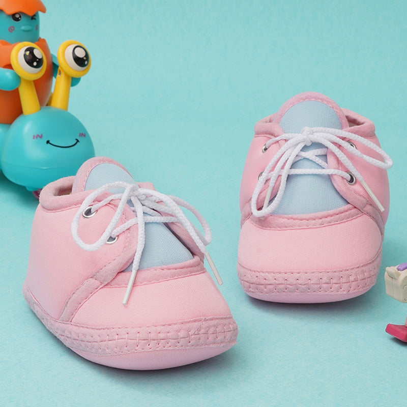 0 To 6 Months Baby Boys & Baby Girls Lace Cotton Shoe/Booties (Baby Pink,Blue)-BTB4966