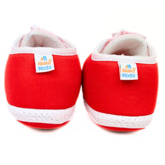 0 To 6 Months Baby Boys & Baby Girls Lace Cotton Shoe/Booties (Red,Black)-BTB4967