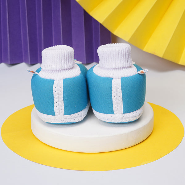 0 To 6 Months Baby Girls Slip-On Cotton Shoe/Booties (Sky Blue)-BTB4968