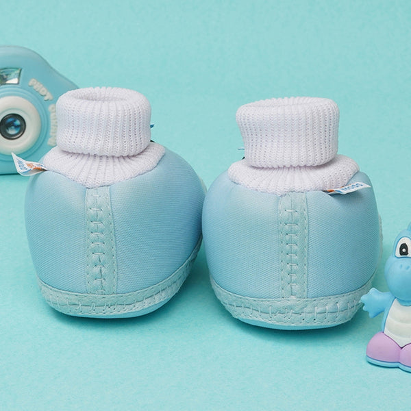 0 To 6 Months Baby Girls Slip-On Cotton Shoe/Booties (Light Blue,Black)-BTB4970