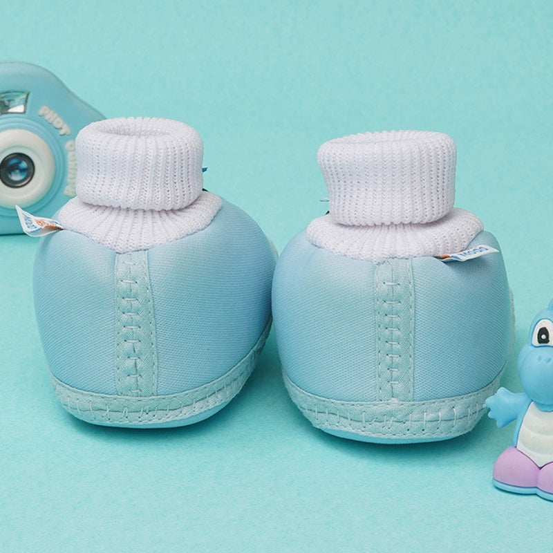 0 To 6 Months Baby Girls Slip-On Cotton Shoe/Booties (Light Blue,Black)-BTB4970