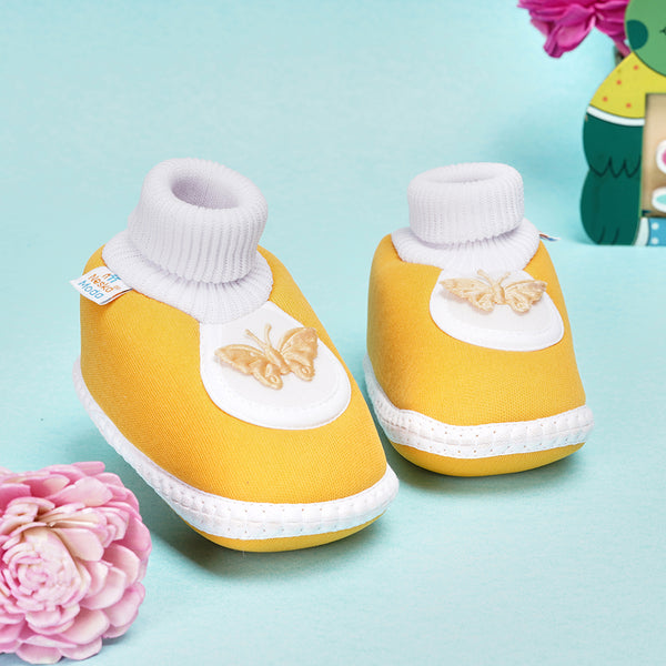 0 To 6 Months Baby Girls Slip-On Cotton Shoe/Booties (Turmeric)-BTB4971