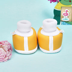 0 To 6 Months Baby Girls Slip-On Cotton Shoe/Booties (Turmeric)-BTB4971