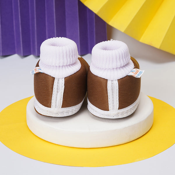 0 To 6 Months Baby Girls Slip-On Cotton Shoe/Booties (Brown)-BTB4972