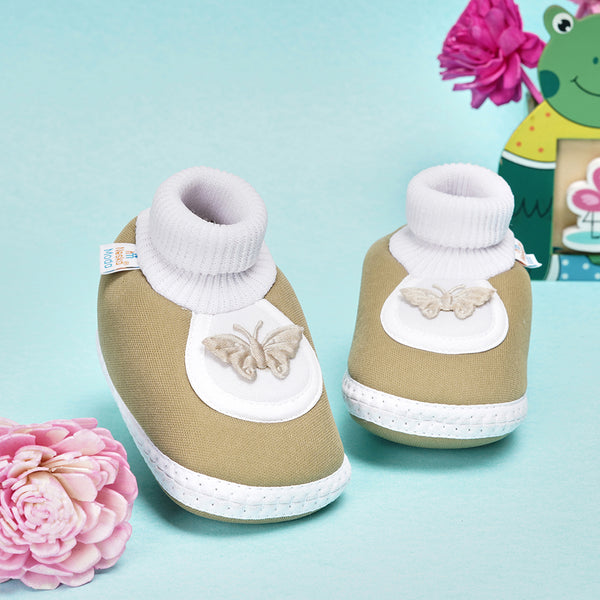 0 To 6 Months Baby Girls Slip-On Cotton Shoe/Booties (Dark Green)-BTB4973