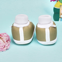 0 To 6 Months Baby Girls Slip-On Cotton Shoe/Booties (Dark Green)-BTB4973