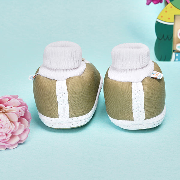 0 To 6 Months Baby Girls Slip-On Cotton Shoe/Booties (Dark Green)-BTB4973