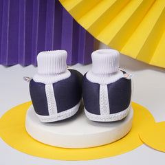 0 To 6 Months Baby Girls Slip-On Cotton Shoe/Booties (Navy)-BTB4976