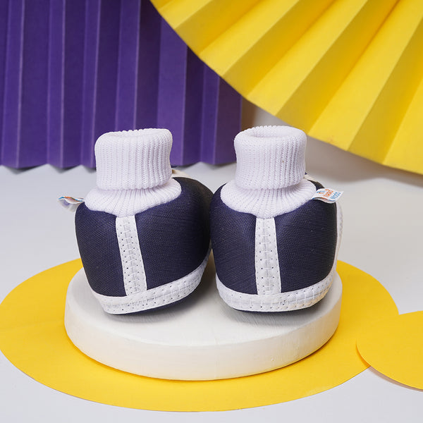 0 To 6 Months Baby Girls Slip-On Cotton Shoe/Booties (Navy)-BTB4976