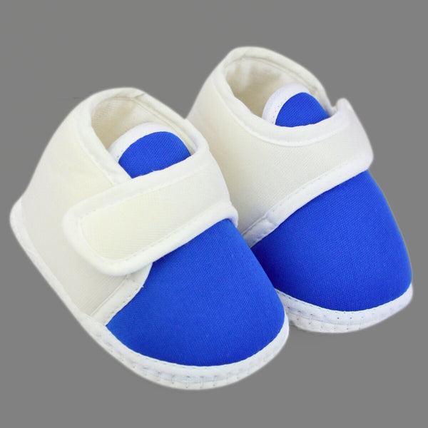 0 To 6 Months Baby Boys & Baby Girls Velcro Cotton Shoe/Booties (White,Blue)-BTB4977