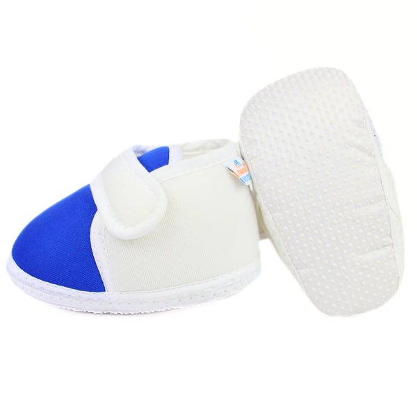 0 To 6 Months Baby Boys & Baby Girls Velcro Cotton Shoe/Booties (White,Blue)-BTB4977