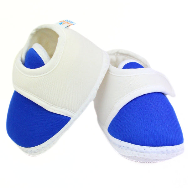 0 To 6 Months Baby Boys & Baby Girls Velcro Cotton Shoe/Booties (White,Blue)-BTB4977