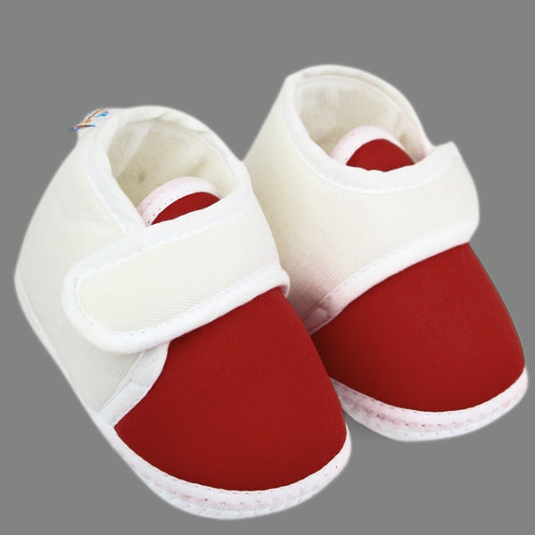 0 To 6 Months Baby Boys & Baby Girls Velcro Cotton Shoe/Booties (White,Maroon)-BTB4979